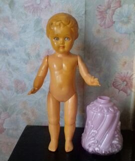 Кукла целлулоидная 28 см с рель-ными волосами,СССР