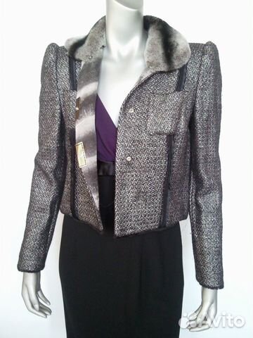 Жакет Италия Cavalli Оригинал меховой ворот 42-44 Жакет Италия Cavalli Оригинал меховой ворот 42-44