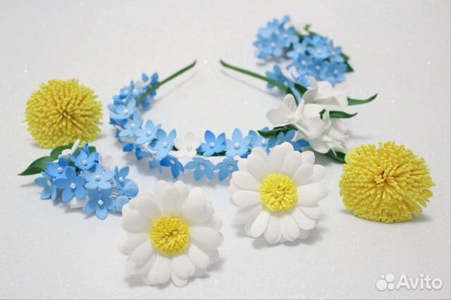 Ободок Ромашки, одуванчики, сирень, незабудки