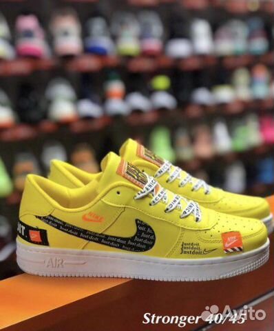 Кроссовки nike air force 1 low just do it желтые
