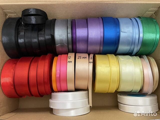 Атласные ленты 33 метра (6,12,25 мм)