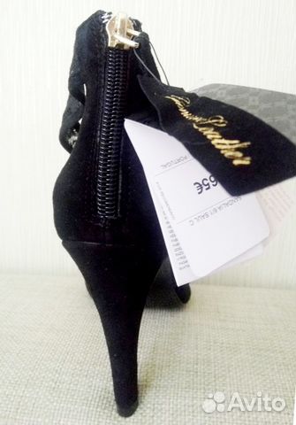 Босоножки маngo черные (замша, гипюр) на молнии