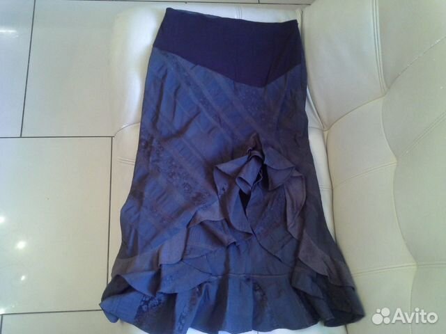 Юбка для беременных коричневая с валаном Юбка для беременных коричневая с валаном