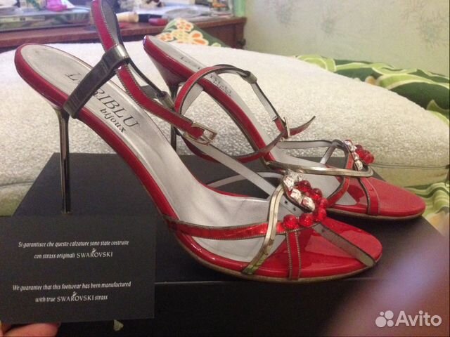 Босоножки красные loriblu с кристалами swarovski