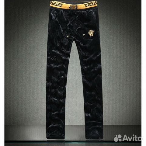 Черный велюровый спортивный костюм Versace мужской