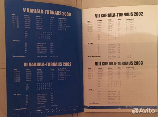 Програмка с кубка карьялла по хоккею в Хельсинки