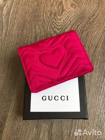 Кошелек Gucci ярко-розовый велюровый маленький Кошелек Gucci ярко-розовый велюровый маленький