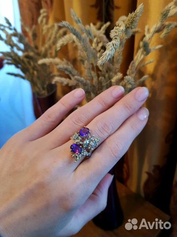 Аметисты и топаз в серебре