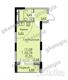 Студия, 31.5 м², 7/22 эт. Студия, 31.5 м², 7/22 эт.