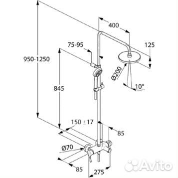 Душевая стойка с изливом Kludi Logo Neo 680830500 Душевая стойка с изливом Kludi Logo Neo 680830500