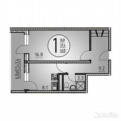 1-к квартира, 40.8 м², 7/25 эт.