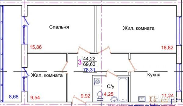 новостройка 3-комнатная Ульяны Громовой 131