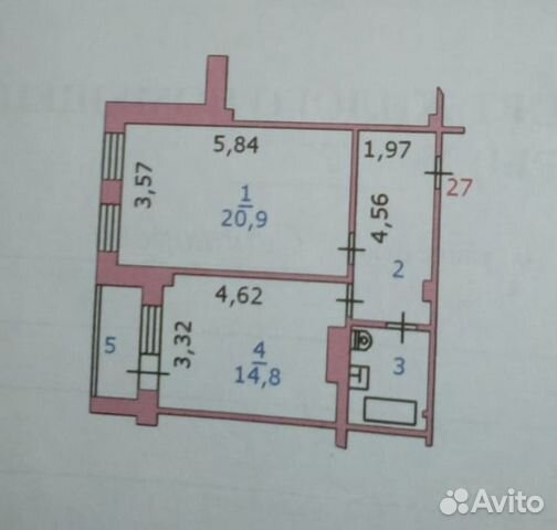 1-к квартира, 52.2 м², 6/10 эт.