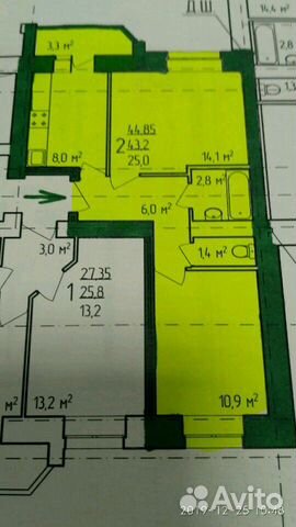 2-к квартира, 45 м², 2/10 эт. 2-к квартира, 45 м², 2/10 эт.