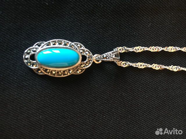 Серьги кулон кольцо цепочка из серебра с бирюзой Серьги кулон кольцо цепочка из серебра с бирюзой