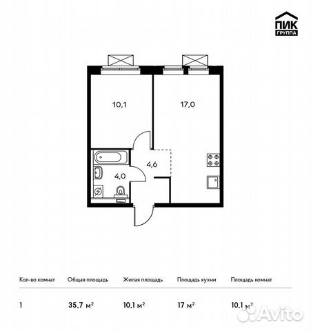 1-к квартира, 35.7 м², 23/25 эт. 1-к квартира, 35.7 м², 23/25 эт.
