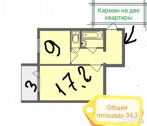 1-к квартира, 34.3 м², 2/10 эт. 1-к квартира, 34.3 м², 2/10 эт.