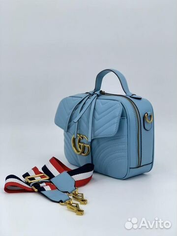 Новая женская сумка мессенджер кожа Gucci голубая Новая женская сумка мессенджер кожа Gucci голубая