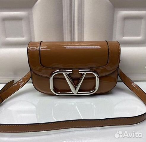 Женская сумка лакированная кожа рыжая Valentino Женская сумка лакированная кожа рыжая Valentino