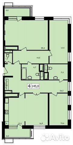 4-к квартира, 151 м², 13/18 эт. 4-к квартира, 151 м², 13/18 эт.
