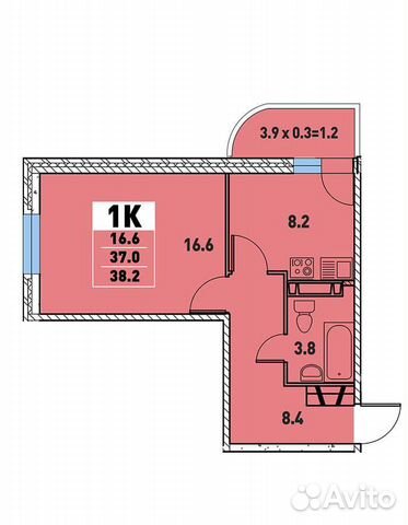 1-к квартира, 38 м², 4/17 эт.