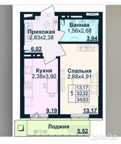 1-к квартира, 35 м², 7/25 эт. 1-к квартира, 35 м², 7/25 эт.