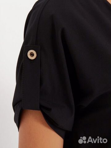 Платье на пуговицах с поясом, 42-44 чёрное Платье на пуговицах с поясом, 42-44 чёрное