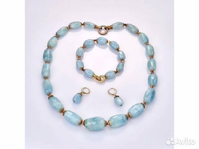 Колье, браслет и серьги с аквамаринами Колье, браслет и серьги с аквамаринами