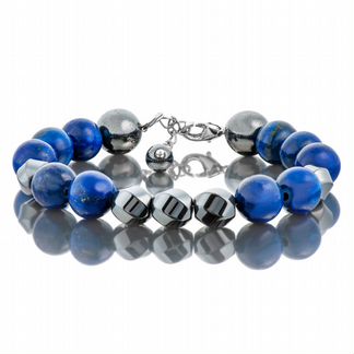Браслет с лазуритом и гематитом