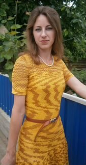 Оригинальное вязаное платье, ручная работа
