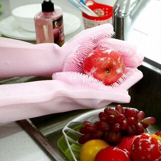 Силиконовые гипоаллергенные перчатки с ворсинками