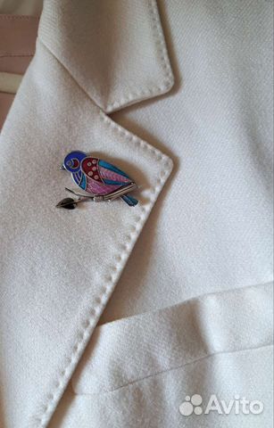 Брошь Птица из серебра с эмалью Коюз