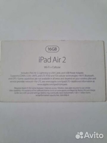 Планшет apple iPad air 2 16GB WI-FI + Cellular