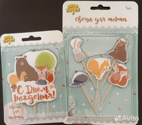 Детские свечи в торт с Днем Рождения Лес. животные