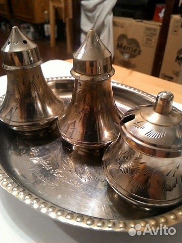 Антикварный набор перец соль серебрение/чернь