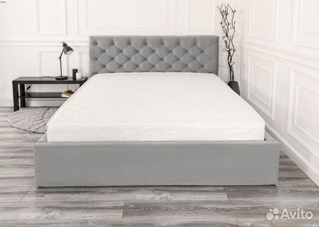 Кровать 140х200 серый велюр Барокко