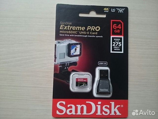 Карта памяти SanDisk Extreme Pro 64 Gb