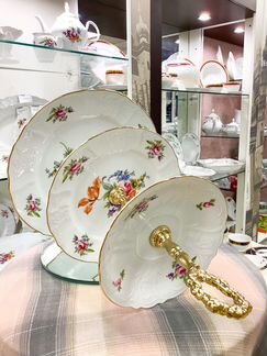 Этажерка 3-х ярусная, « Мейсенский букет» Чехия