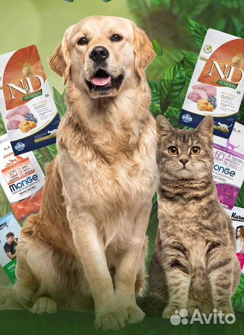 Корма для собак и кошек разных марок