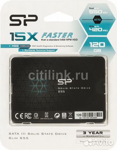 Накопитель Silicon Power Slim S55 120 гб 2.5