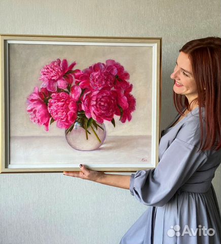 Картина маслом на холсте пионы