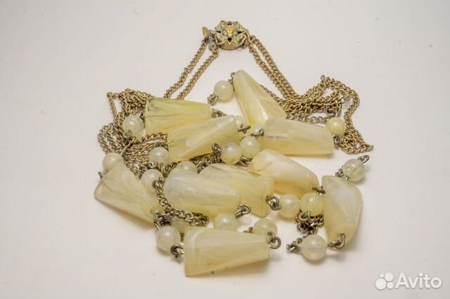 Бусы из натуральных камней на цепочке. Винтаж