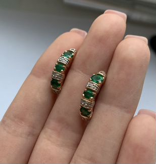 Серьги золотые с изумрудами
