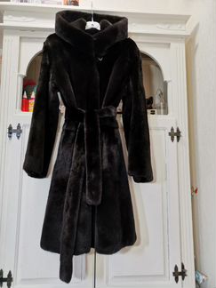 Норковая шуба blackglama с капюшоном