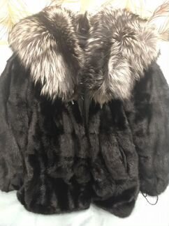 Норковая шуба с отделкой мехом чернобурой лисы