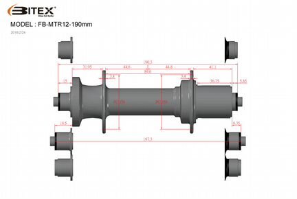 Втулка Bitex FB-MTR12-197 для фэтбайка, shimano