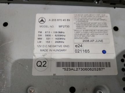 Магнитола Mercedes W203