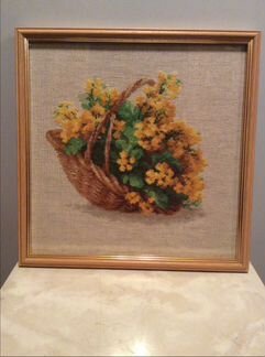 Картина вышитая крестом «желтые цветы»