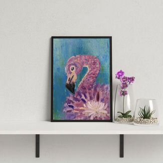 Картина маслом Розовый фламинго