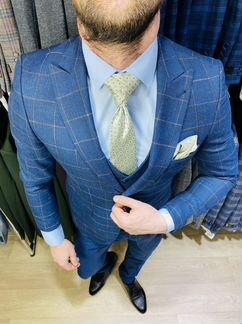 Мужской праздничный костюм клетка рубашка